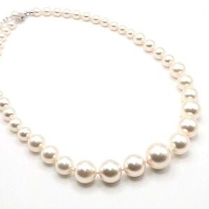 Vintage 1990s Napier Graduated Glass Faux Pearl Adjustable Choker‎ Necklace